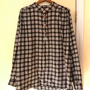 J Peterman Company Shirt (Black and White Flannel)